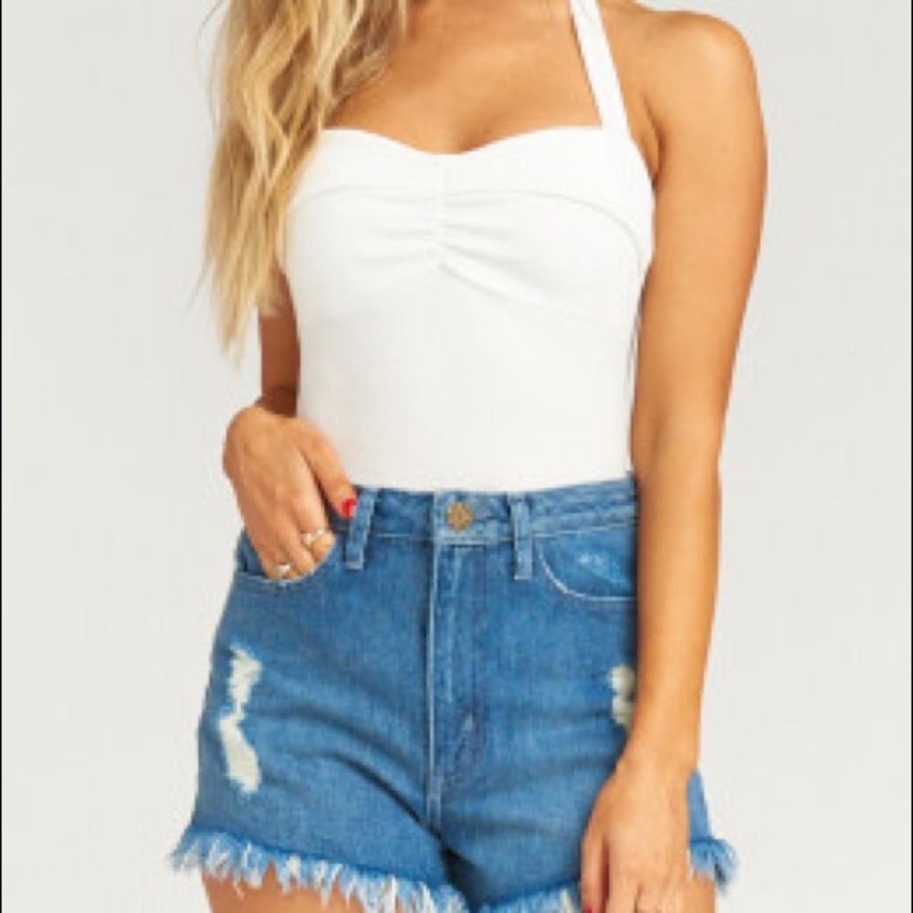 Show Me Your MuMu White Halter Bodysuit